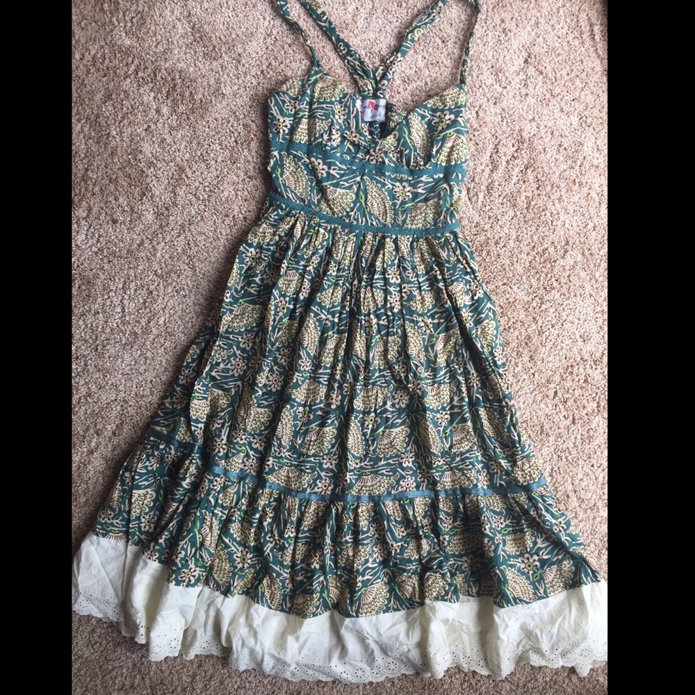 Free People Cross Back Boho Midi Dress